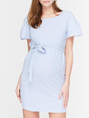 Платье для беременных и кормящих бело-голубое в полоску | 5987277