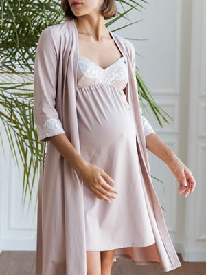 Комплект для беременных и кормящих: халат и ночная рубашка | 5987534