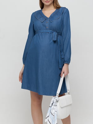 Платье для беременных и кормящих цвета джинс | 5987609