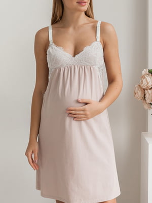Рубашка ночная для беременных и кормящих цвета капучино | 5987778