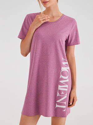 Рубашка ночная розовая в принт | 6001604