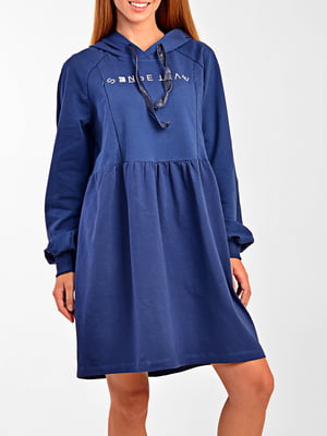 Сукня-худі синя з написом | 6002086