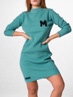 Сукня-светр бірюзова з логотипом | 6002160