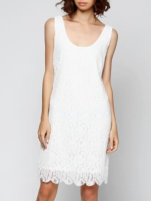 Платье-футляр белое с узором | 6004693