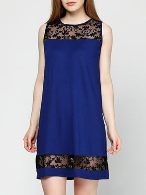Сукня-футляр синя з візерунком | 6004723