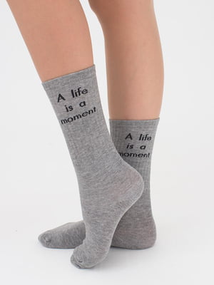 Шкарпетки сірі з принтом | 6006385