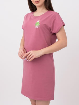 Сорочка нічна рожева з принтом | 6006489