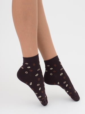 Шкарпетки коричневі в принт | 6006492