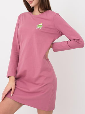 Рубашка ночная розовая с принтом | 6006505