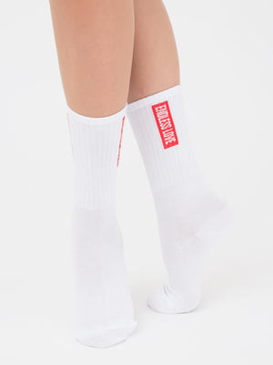 Шкарпетки білі з принтом | 6006394