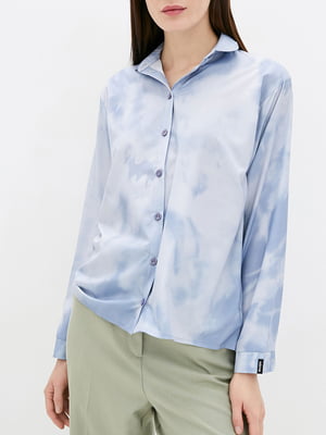 Блуза блакитна в принт | 6009869