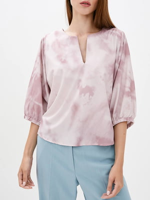 Блуза рожева в принт | 6010004