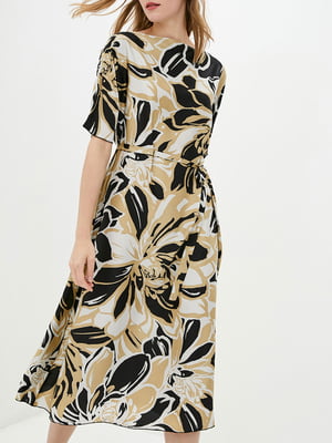 Сукня А-силуету коричнева в квітковий принт | 6010029