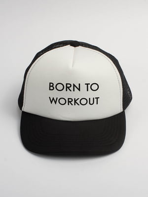Бейсболка двокольорова з написом Born to workout | 6013452