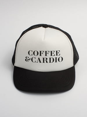 Бейсболка двухцветная с надписью Coffee and cardio | 6013465