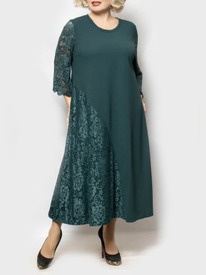 Сукня А-силуету зелена з візерунком | 6016207