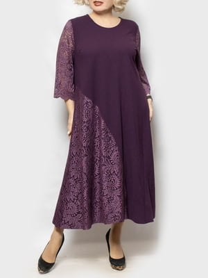 Платье А-силуэта фиолетовое с узором | 6016209