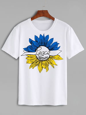 Футболка біла з принтом Sunflower of peace | 6019516