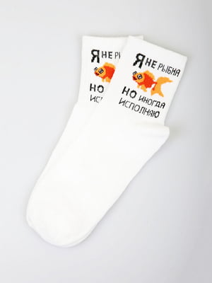 Шкарпетки білі з принтом | 5927876