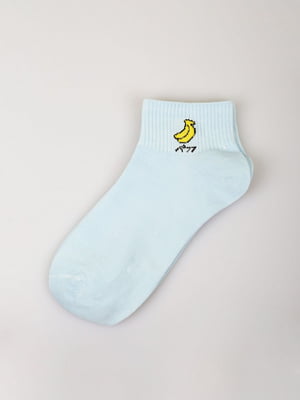Шкарпетки короткі блакитні з принтом | 5927885