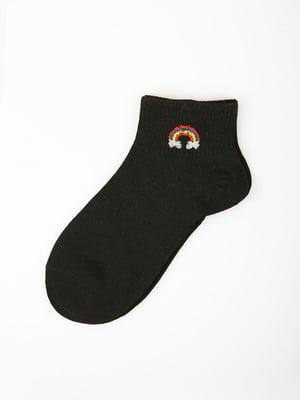 Шкарпетки короткі чорні з принтом | 5927895
