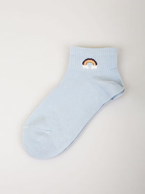 Шкарпетки короткі блакитні з принтом | 5927897