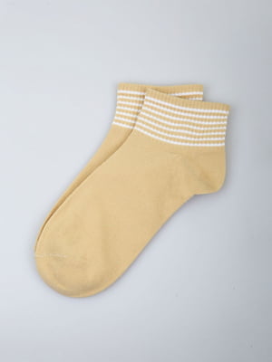 Носки короткие горчичного цвета в полоску | 5927900