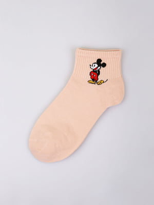 Шкарпетки короткі пудрового кольору з принтом | 5927914