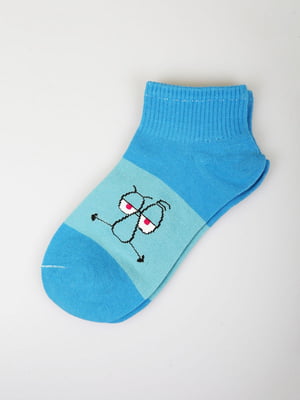 Шкарпетки короткі блакитні з принтом | 5927921