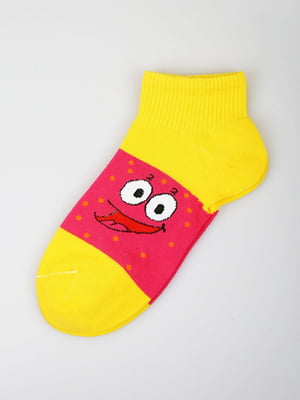Шкарпетки короткі жовті з принтом | 5927923