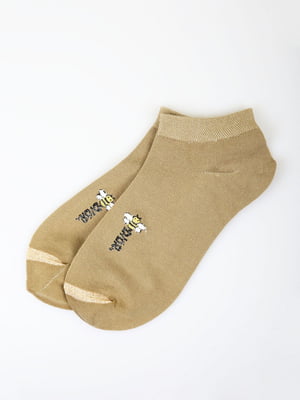Шкарпетки короткі бежеві з принтом | 5927953
