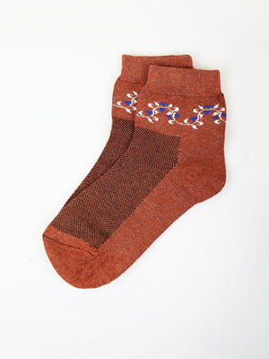 Носки коричневые с цветочным рисунком | 5928173