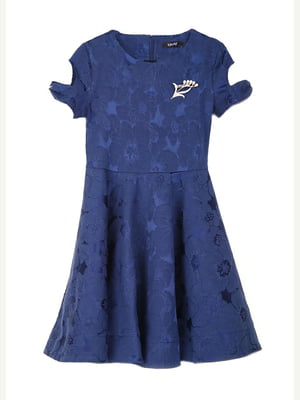 Платье темно-синее с цветочным принтом | 5928275