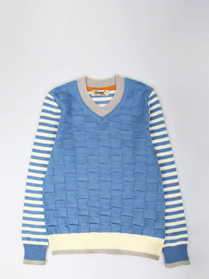 Пуловер голубой в полоску | 6020705