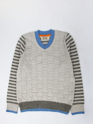 Пуловер сірий у смужку | 6020706