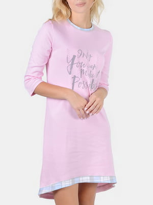 Рубашка ночная розовая с принтом | 6026990