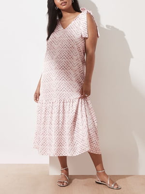 Платье А-силуэта розовое в зигзагообразную полоску | 6027538