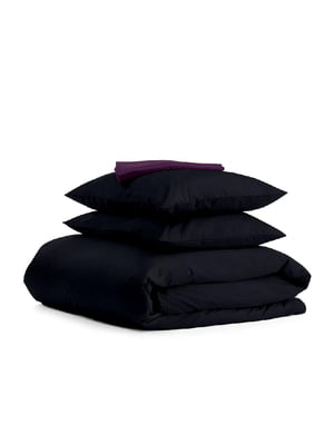Комплект полуторного постельного белья Satin Black Violet-S 160х220 см | 6032414