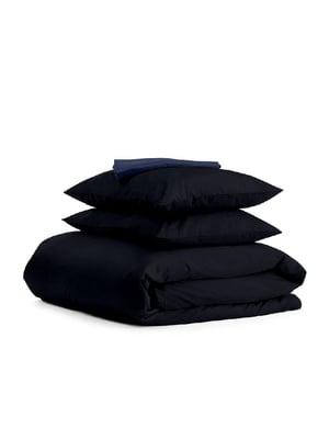 Комплект полуторного постельного белья Satin Black Blue-S 160х220 см | 6032423