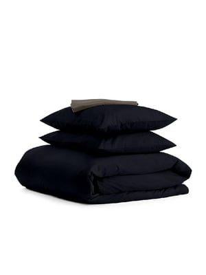Комплект полуторного постельного белья Satin Black Grey-S 160х220 см | 6032424