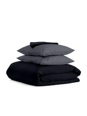Комплект полуторного постельного белья Satin Black Grey-P 160х220 см | 6032427