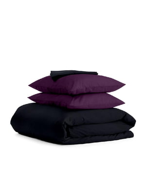 Комплект полуторного постельного белья Satin Black Violet-P 160х220 см | 6032428