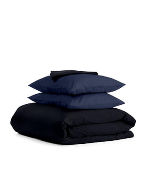 Комплект полуторного постельного белья Satin Black Blue-P 160х220 см | 6032429
