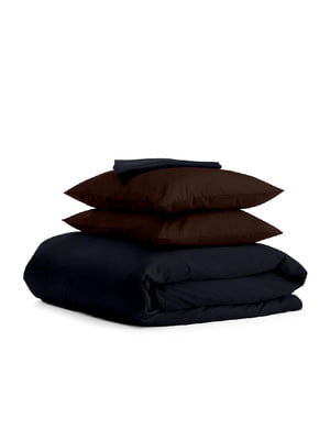 Комплект полуторного постельного белья Satin Black Chocolate-P 160х220 см | 6032430
