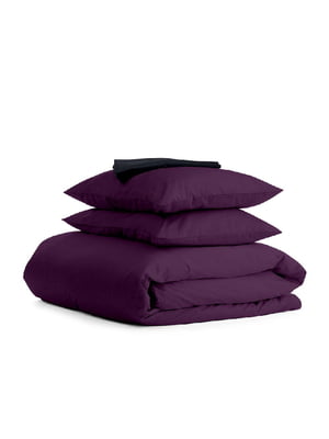 Комплект полуторного постельного белья Satin Violet Black-S 160х220 см | 6032442