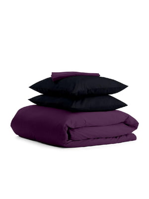 Комплект полуторного постельного белья Satin Violet Black-P 160х220 см | 6032443