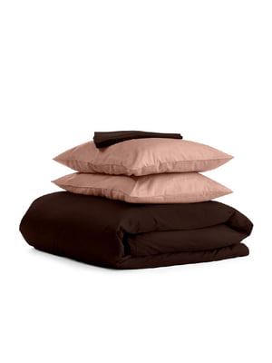 Комплект полуторного постельного белья Satin Chocolate Beige-P 160х220 см | 6032485