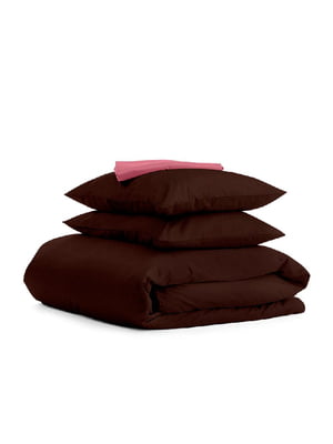 Комплект евро постельного белья Satin Chocolate Pudra-S 200х220 см | 6032545