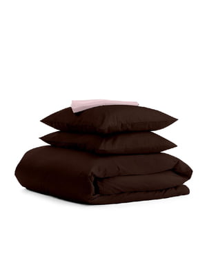Комплект семейного постельного белья Satin Chocolate Beige-S 2х160х220 см | 6032963