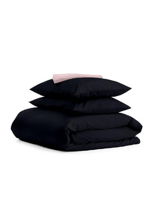 Комплект семейного постельного белья Satin Black Beige-S 2х160х220 см | 6033028